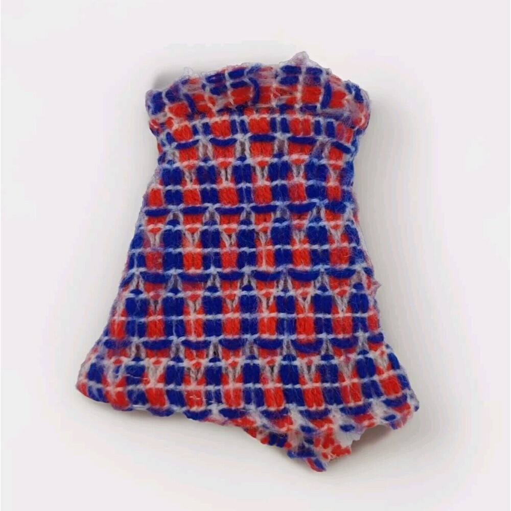 Vintage 1970s Barbie Mod Clone Fashion Skirt Plaid Print Red Blue Snap Closure